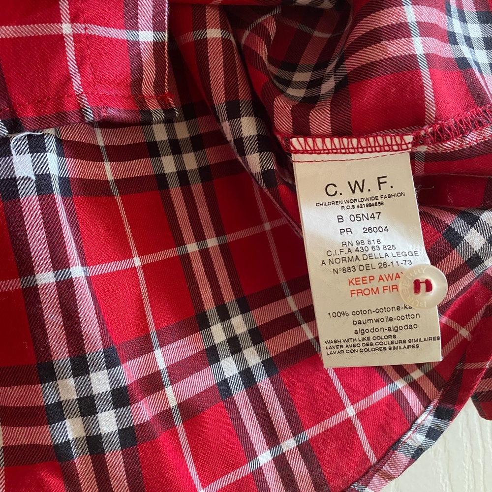 Burberry boys Vermillion Red Check Cotton Shirt Sz4 - Picture 6 of 7